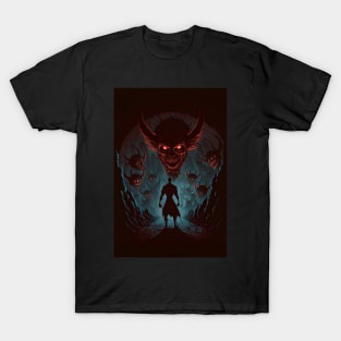 Anime Demon Warrior Entering Hell To Slay Monsters T-Shirt